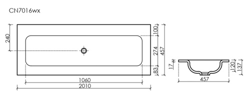 Раковина из сантехнического фарфора Ceramica Nova GRACE CN7016MBwx 120х50 накладная цвет черный без отверстий под смеситель - фото 3